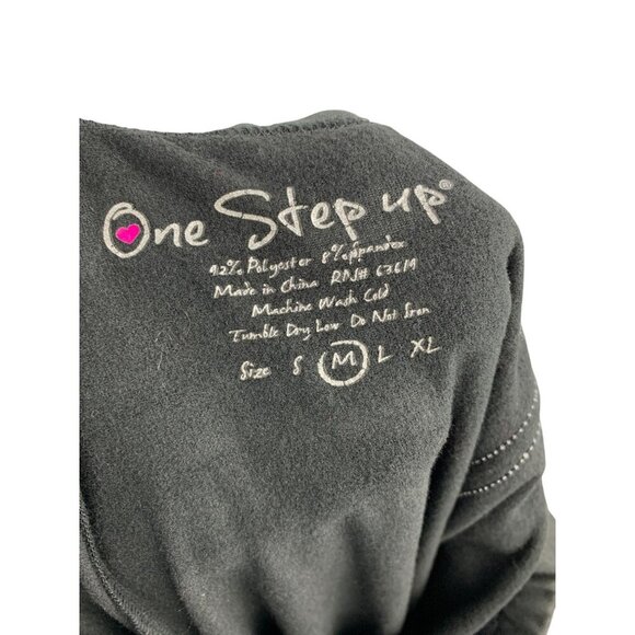 One Step Up Womens Black Leggings With White Stripe - Picture 3 of 3